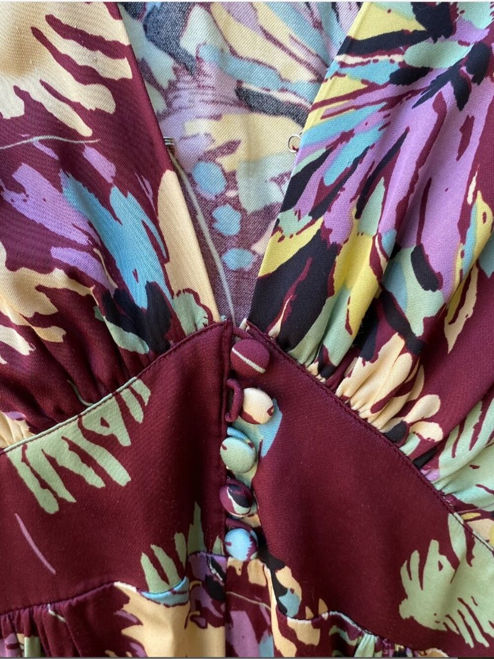 Trashy Diva Stretch Rayon Abstract Floral 1940s Style Dress - Size 10 - Picture 2 of 13